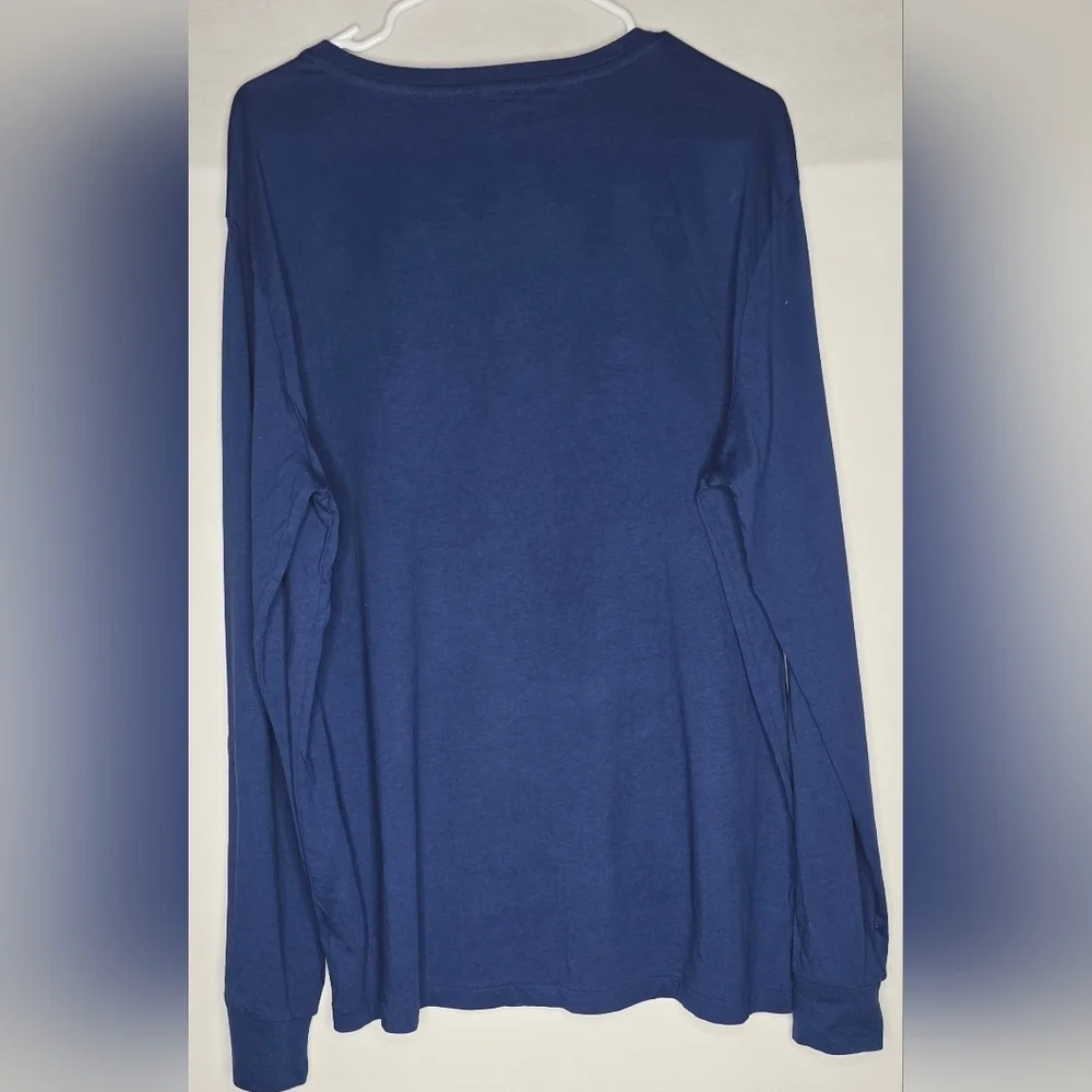 Polo Ralph Lauren Long Sleeve Blue/Lime Green Horse V-Neck Men's Large T-Shirt